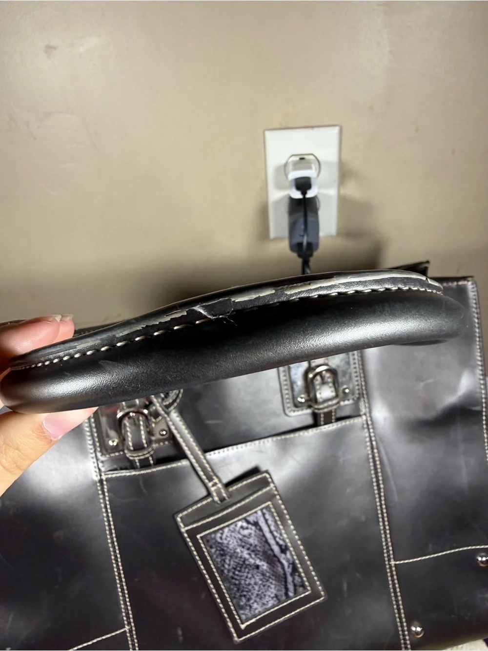 Wilsons Leather Black Leather Laptop Tote